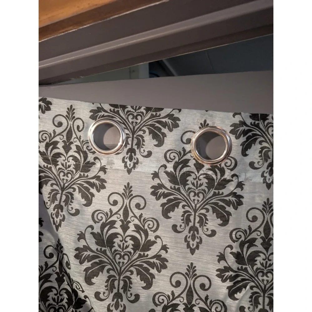 Curtains 84x37 Blue With‎ Black Pattern 2 Pack Transparent